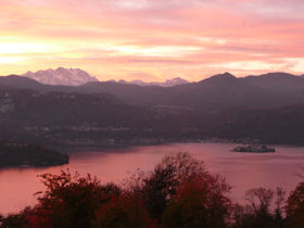Autumn sunset at Lake Orta, Italy's most enchanting lake. Photo taken from Villa Gelsomina October 2007. Come and see for yourself! Click on photo for more on the local area...