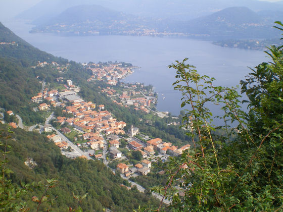 View of the villages of Alzo (in the foreground) and Pella (right on the lake front) from the Madonna del Sasso - photo courtesy of David Hammond