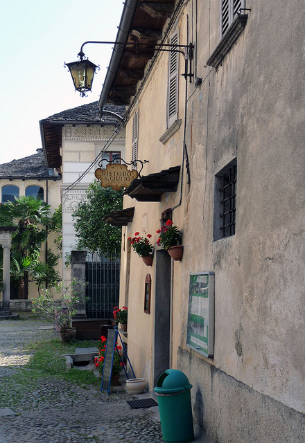 The entrance to the restaurant on the Island of San Giulio.  The terrace of the restaurant is right on the lake!