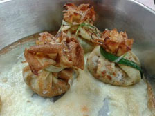 Fagottini di Crespelle with Leeks