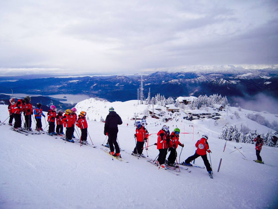 Ski School - with a view of Lake Orta down below!