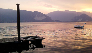 Sunset on Lake Maggiore, the largest of the Italian Lakes